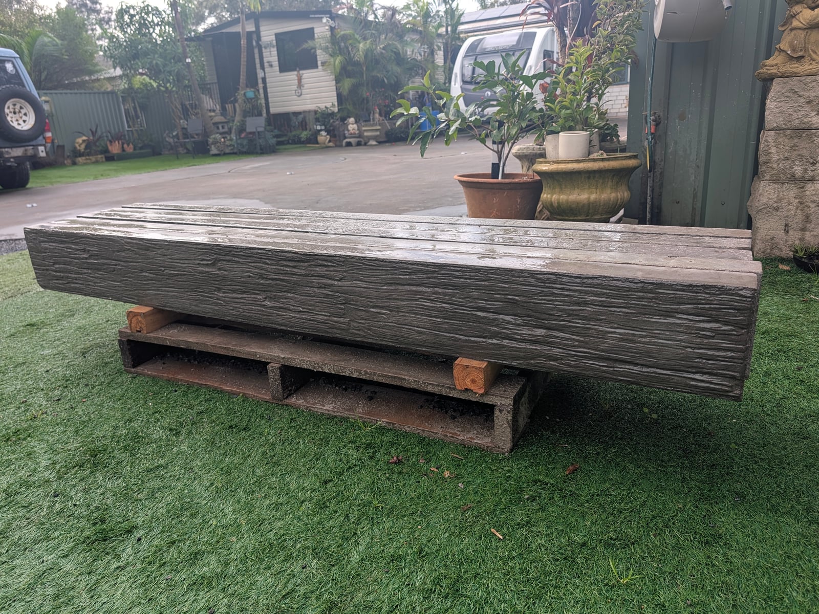 Wood Grain Finish Concrete Sleeper — Steve-made landscape product from Steve's Oasis Landscapes