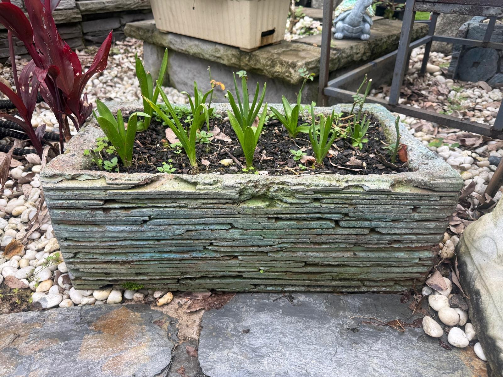 Slate Stack Pot — Steve-made product from Steve's Oasis Landscapes